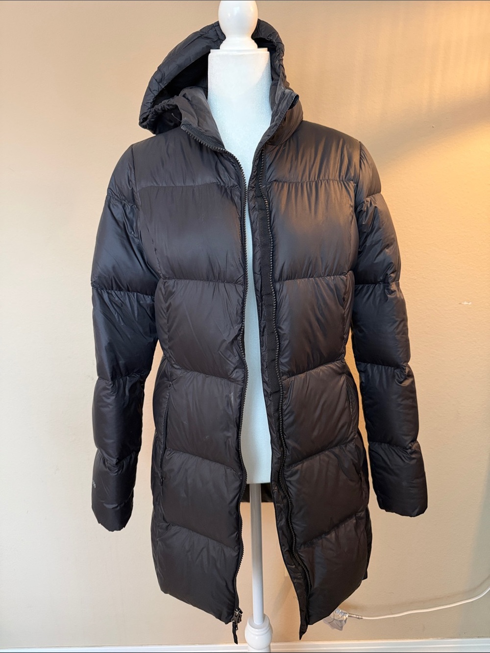Eddie Bauer Black Long Hooded Puffer Coat